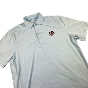 Johnnie-O Texas A&M Performance Polo Men M Blue White Stripe Golf Stretch